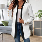 Damen Elegante und schicke Blazerjacke mit Kontrastdetails R&B