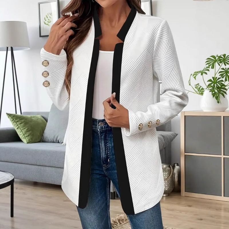 Damen Elegante und schicke Blazerjacke mit Kontrastdetails R&B