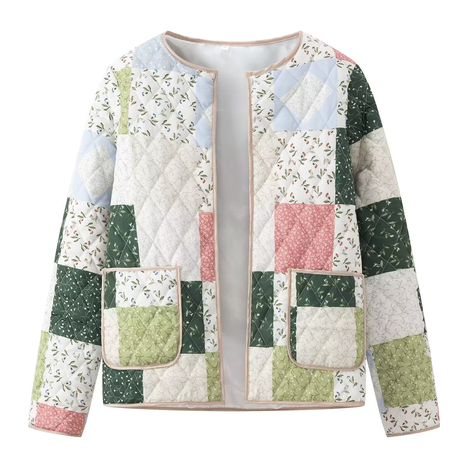 Damen gesteppte Patchwork-Jacke mit praktischen Taschen R&B