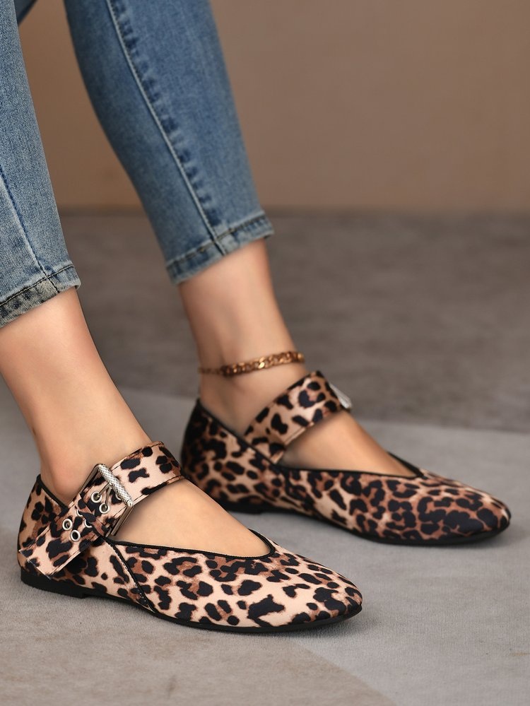 Damen elegante Flachschuhe mit modischem Riemchen und glänzender Oberfläche R&B