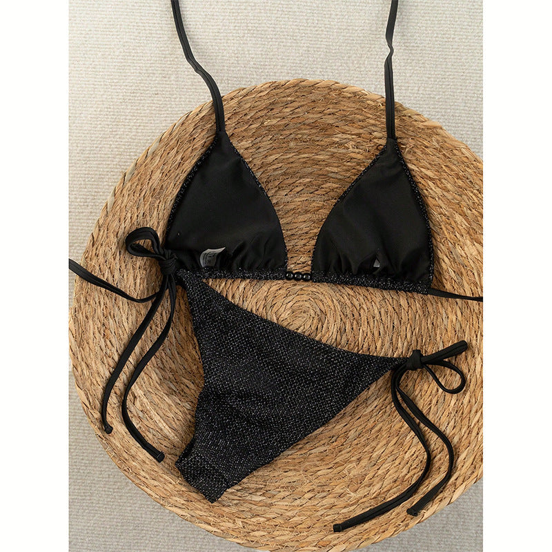 Damen Triangel-Bikini mit verstellbaren Trägern und dekorativem Knoten R&B
