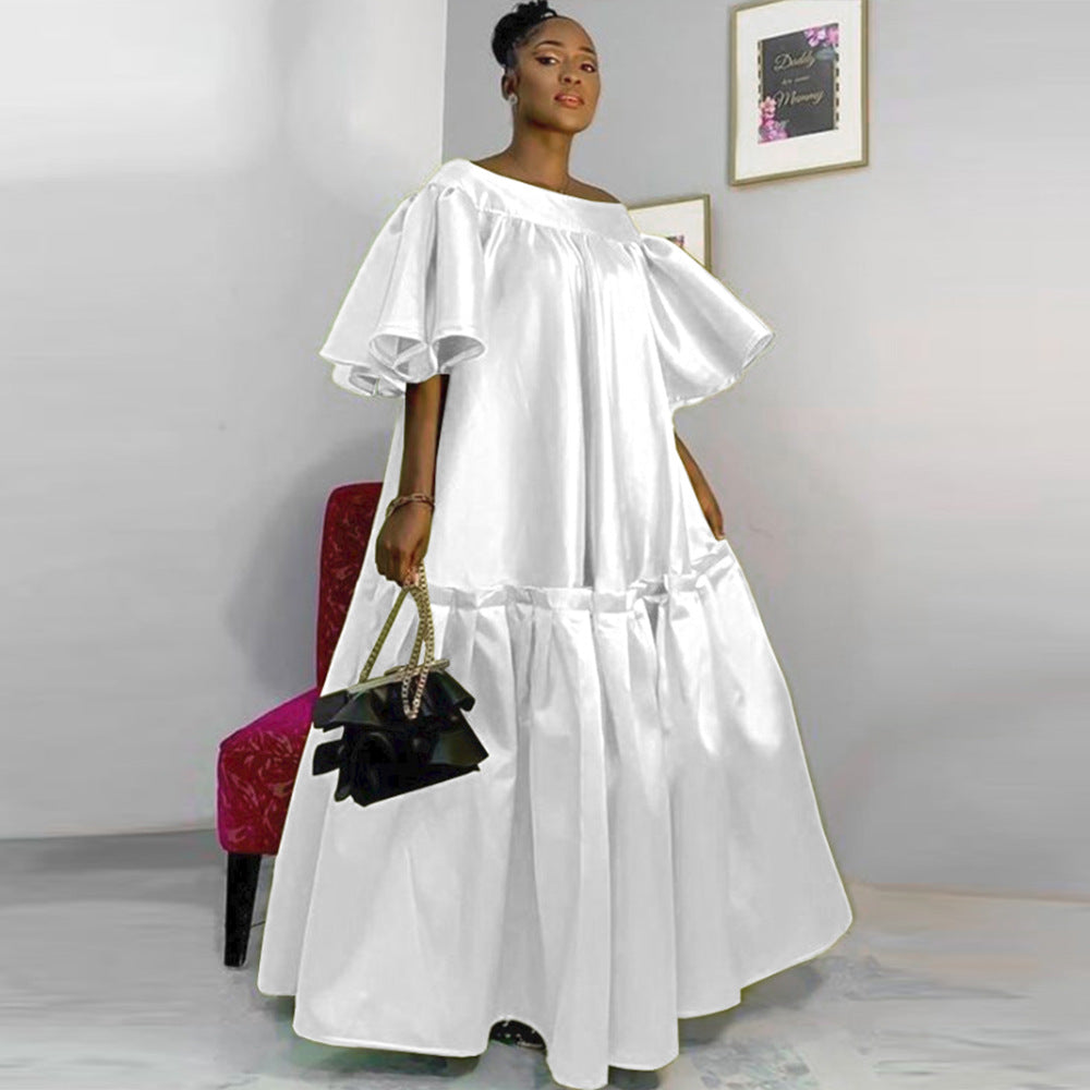 Damen Fließendes Maxikleid mit voluminösen Ärmeln R&B