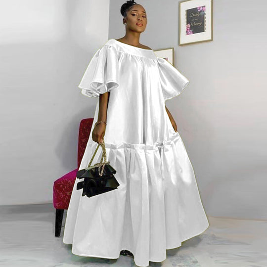 Damen Fließendes Maxikleid mit voluminösen Ärmeln R&B
