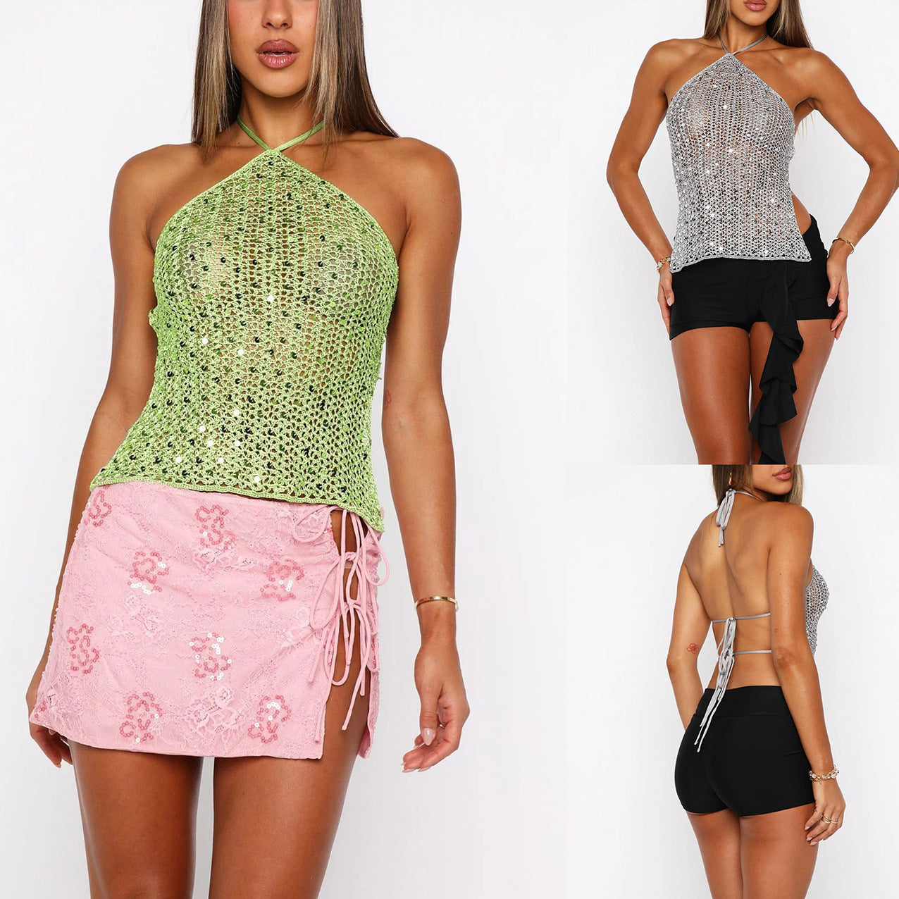 Damen Glitzerndes Netzoberteil mit raffinierten Details R&B