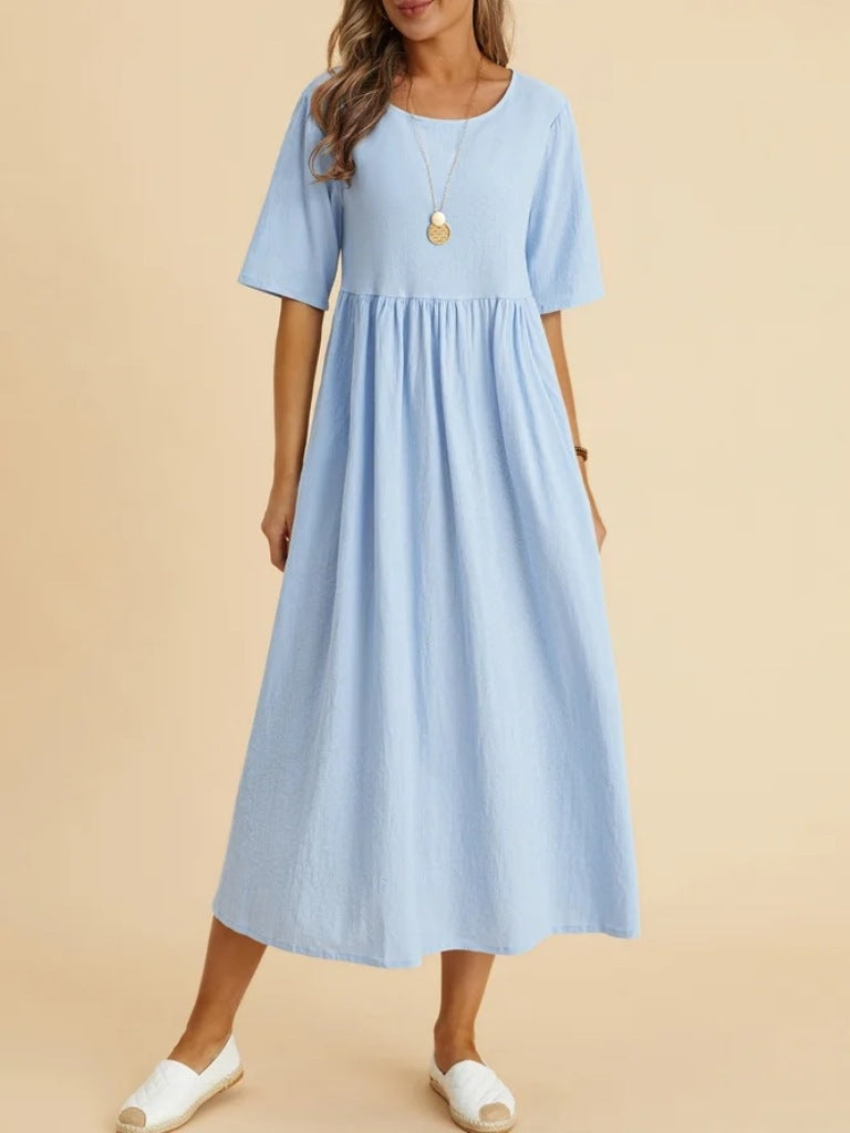 Damen Maxikleid mit lässigem Schnitt und Kurzärmeln R&B