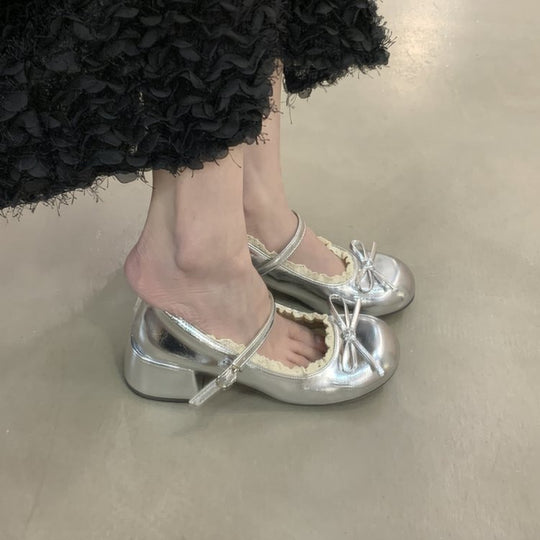 Damen Ballerinas mit dekorativer Schleifenverzierung und elegantem Fersenriemen R&B