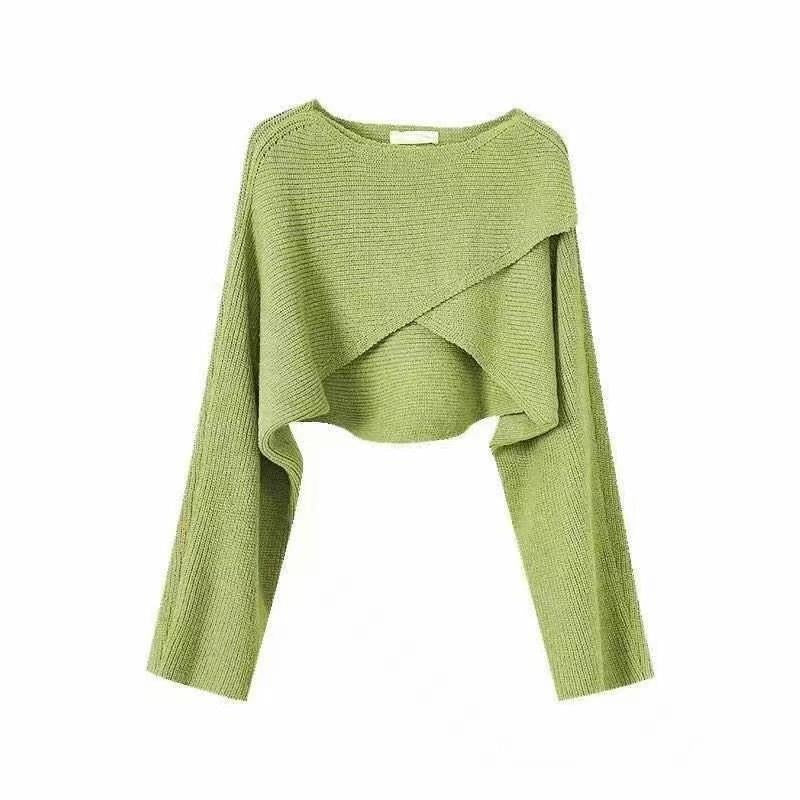 Damen lässiger Cropped-Pullover mit asymmetrischem Schnitt und strukturierter Oberfläche R&B
