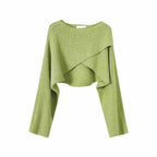 Damen lässiger Cropped-Pullover mit asymmetrischem Schnitt und strukturierter Oberfläche R&B