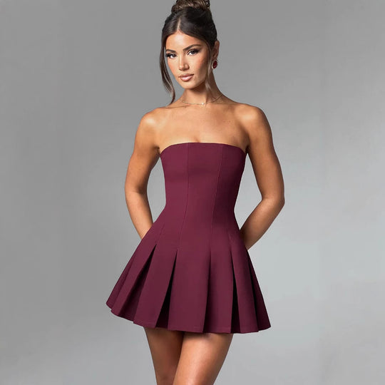 Damen Bandeau-Hochzeitskleid mit voluminösem Rock und figurschmeichelndem Schnitt R&B