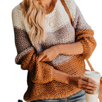 Damen lässiger Pullover mit weitem Schnitt und modischem Farbblockdesign R&B
