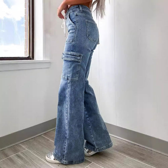 Damen Cargo-Jeans mit weichem Bund und praktischen Taschen R&B