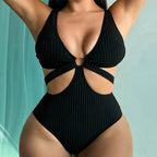 Damen Einteiler Badeanzug mit modischem Cut-Out und asymmetrischem Design R&B