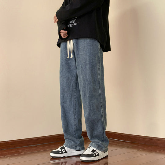 Herren lässige Denim-Hose mit bequemem Schnitt und elastischem Bund R&B