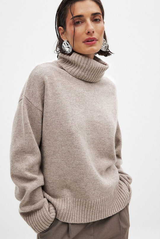 Damen feiner Rollkragenpullover aus weichem Strick R&B