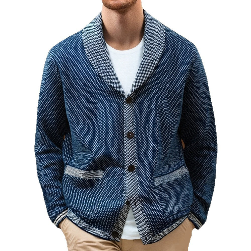 Herren Strickjacke mit eleganten Knopfdetails und breitem Schalkragen R&B