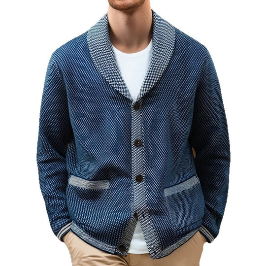 Herren Strickjacke mit eleganten Knopfdetails und breitem Schalkragen R&B