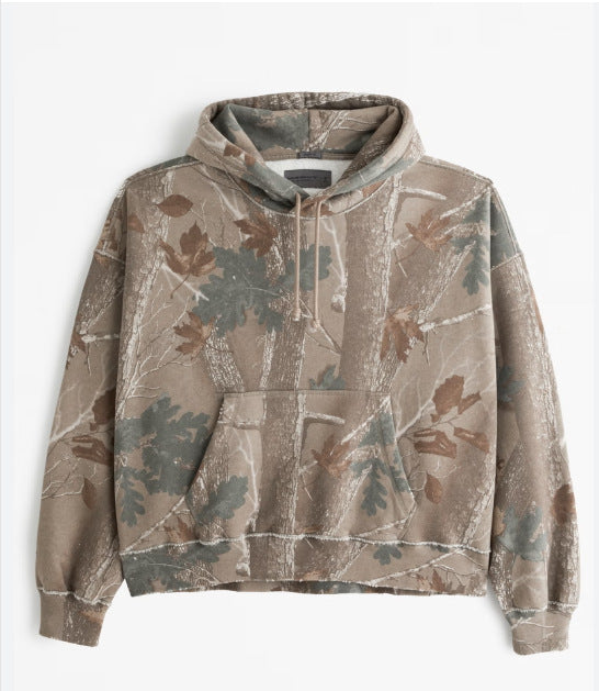 Unisex nan lockerer Kapuzensweat mit dezenter Blätterstruktur, doppelter Kapuze ohne Kordelzug und Kängurutasche R&B