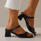 Damen Komfortable Slingback Sandalen mit quadratischer Zehenpartie und blockartigem Absatz