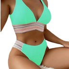 Damen Hochgeschnittener Bikini mit Wellenmuster R&B