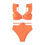 Damen Hoch taillierter Bikini mit voluminösen Rüschen R&B