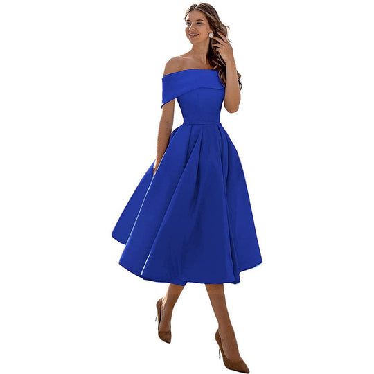 R&B | Legere Mode Satin Cocktailkleid Ohne Träger