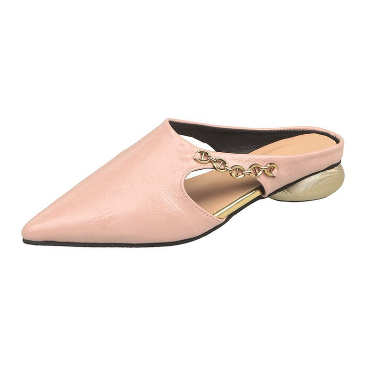 Damen elegante Mules mit modischem Kettenakzent R&B
