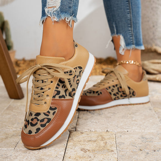 Damen Sneaker mit Leopardenmuster und atmungsaktiver Sohle R&B