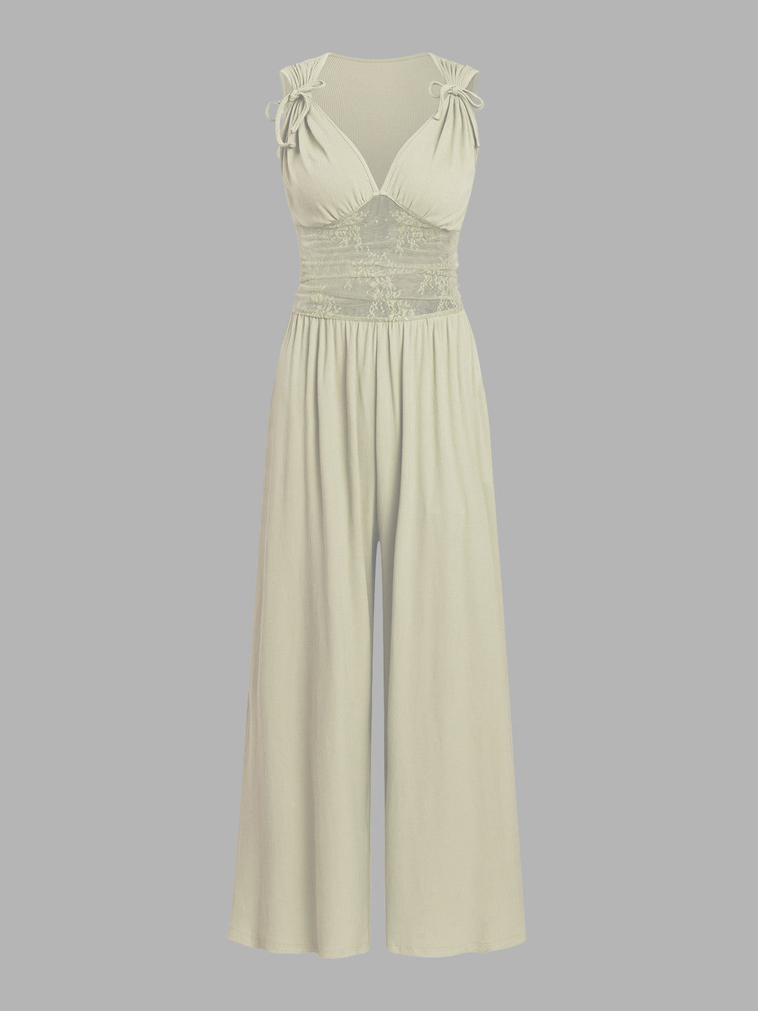 Damen eleganter Jumpsuit mit verstellbaren Trägern und weiten Beinen R&B