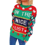 Damen festlicher Pullover mit weihnachtlichem Design und verspielten Details R&B