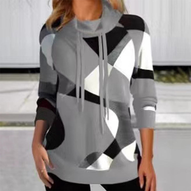Damen Kapuzenpullover mit geometrischem Muster und hoher Passform R&B