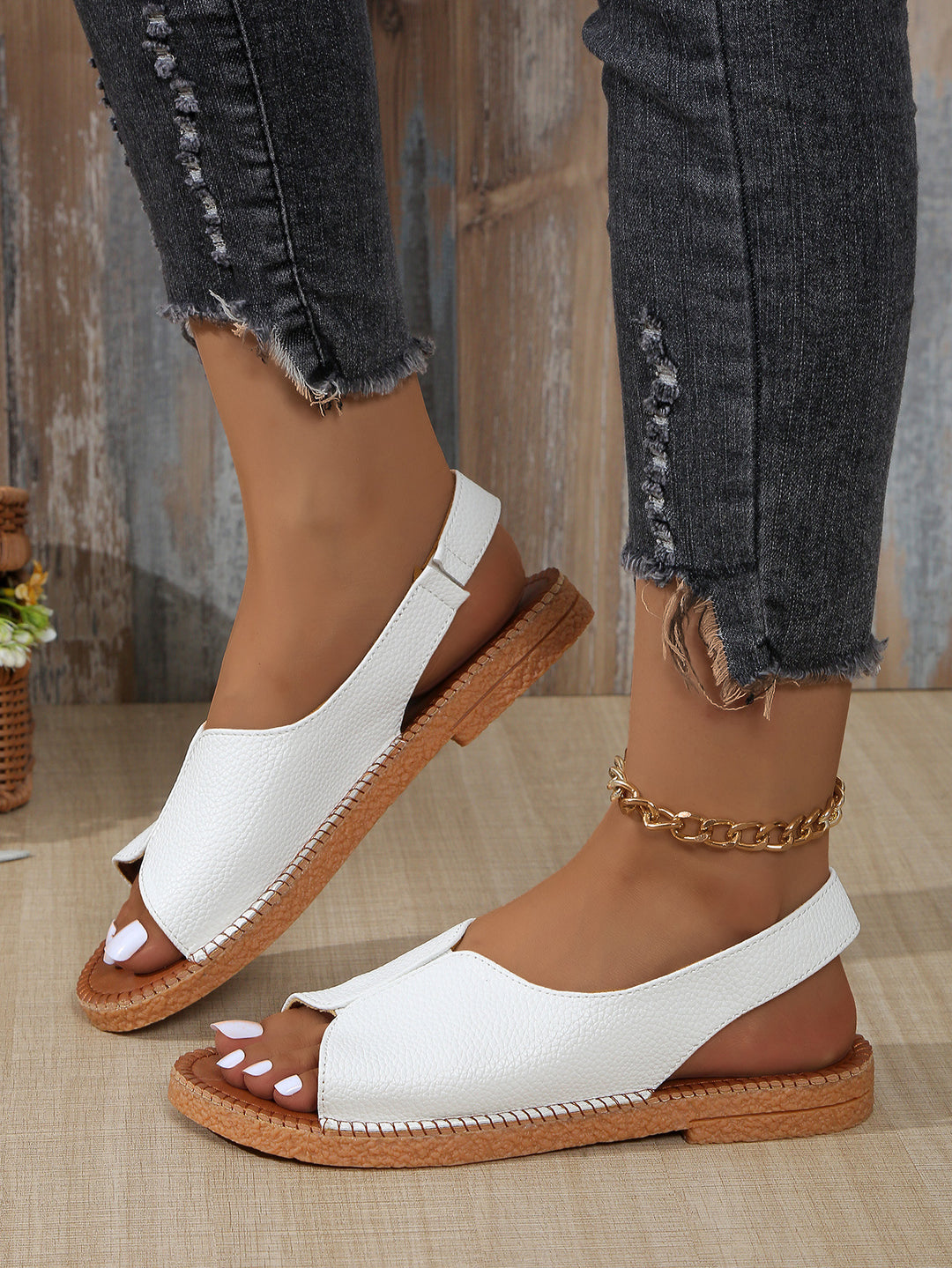 Damen Komfortable Sandalen im offenen Design mit geflochtenem Absatz R&B