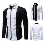 Herren modisches Langarmshirt mit stylischem Stehkragen und kontrastierenden Paspeln