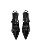 Damen elegante Slingback-Pumps mit spitzem Zehenbereich und modischen Schnallen R&B