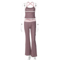 Damen Polka Dot Sportanzug mit cropped Oberteil und Flared Pants R&B