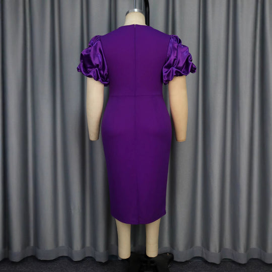 Damen Elegantes Kleid mit Spitzenakzenten und voluminösen Puffärmeln R&B