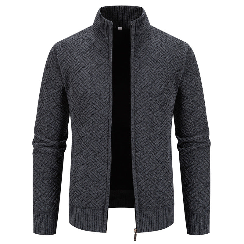 Herren Strickjacke mit modernem Karomuster R&B