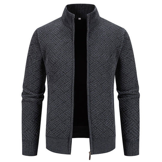 Herren Strickjacke mit modernem Karomuster R&B