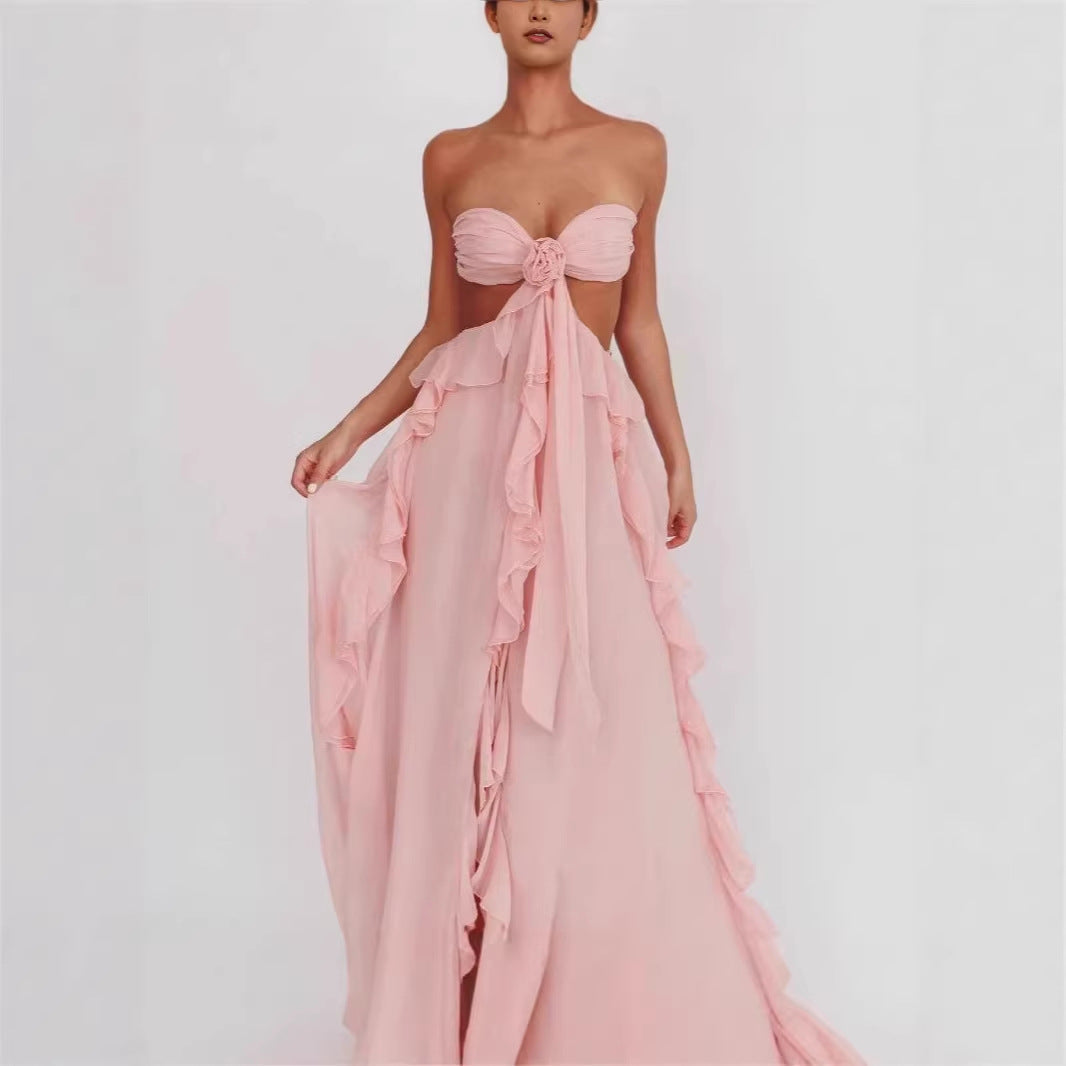 Damen Maxi-Kleid mit raffinierten Rüschendetails R&B