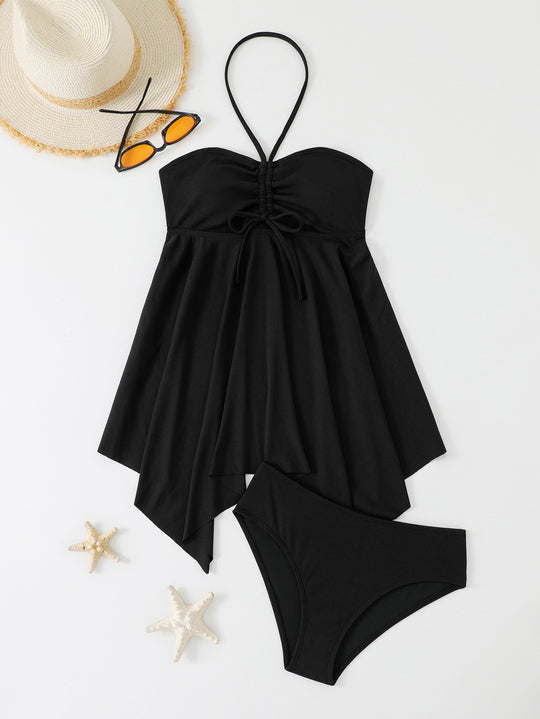 Damen Tankini mit asymmetrischem Saum und verstellbaren Trägern R&B