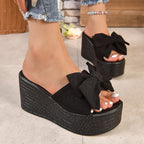 Damen Wedge-Pantoletten mit eleganten Schleifen aus hochwertigem Material R&B