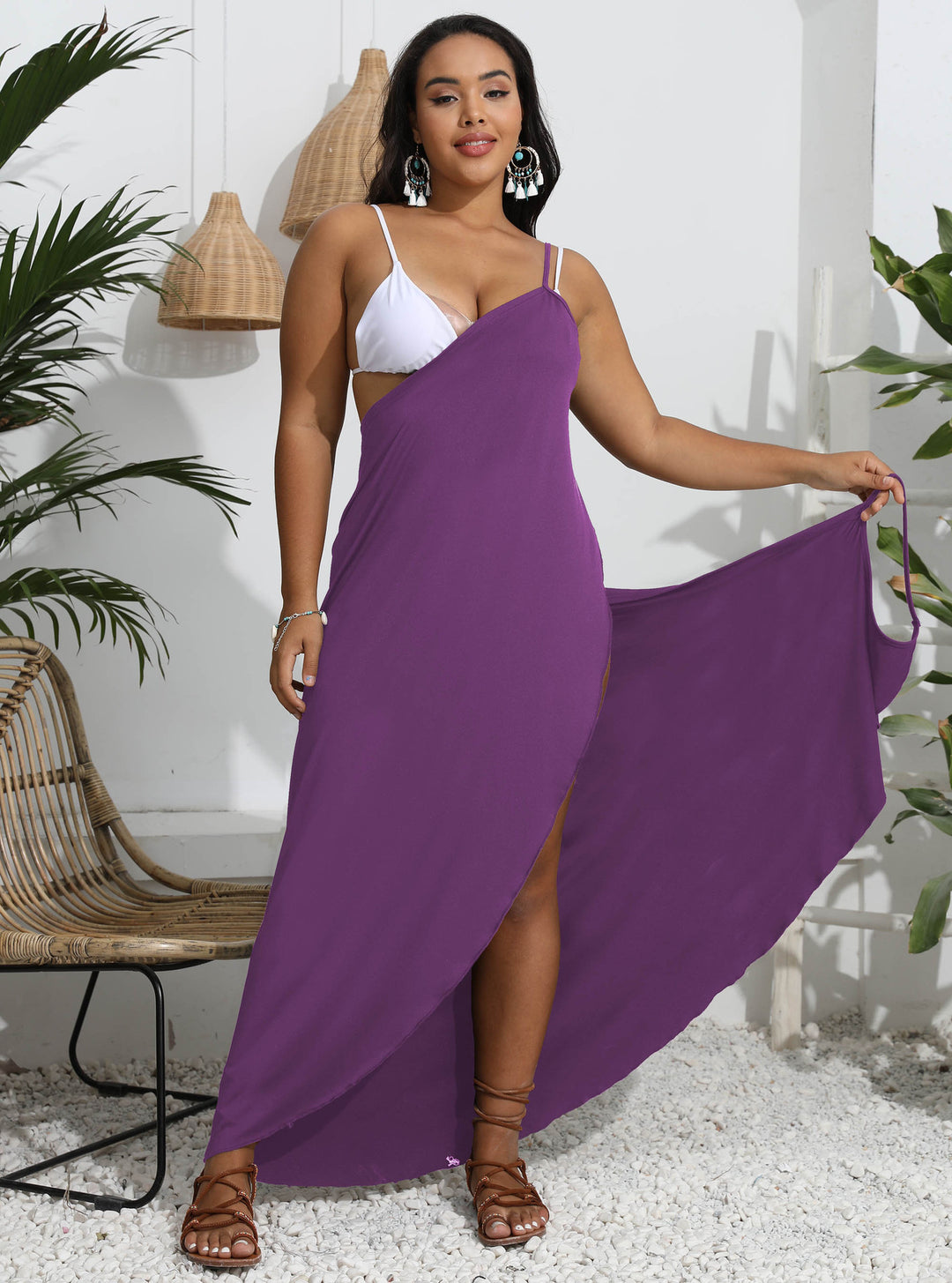 Damen Maxi-Kleid mit angesagtem Wickeldesign R&B
