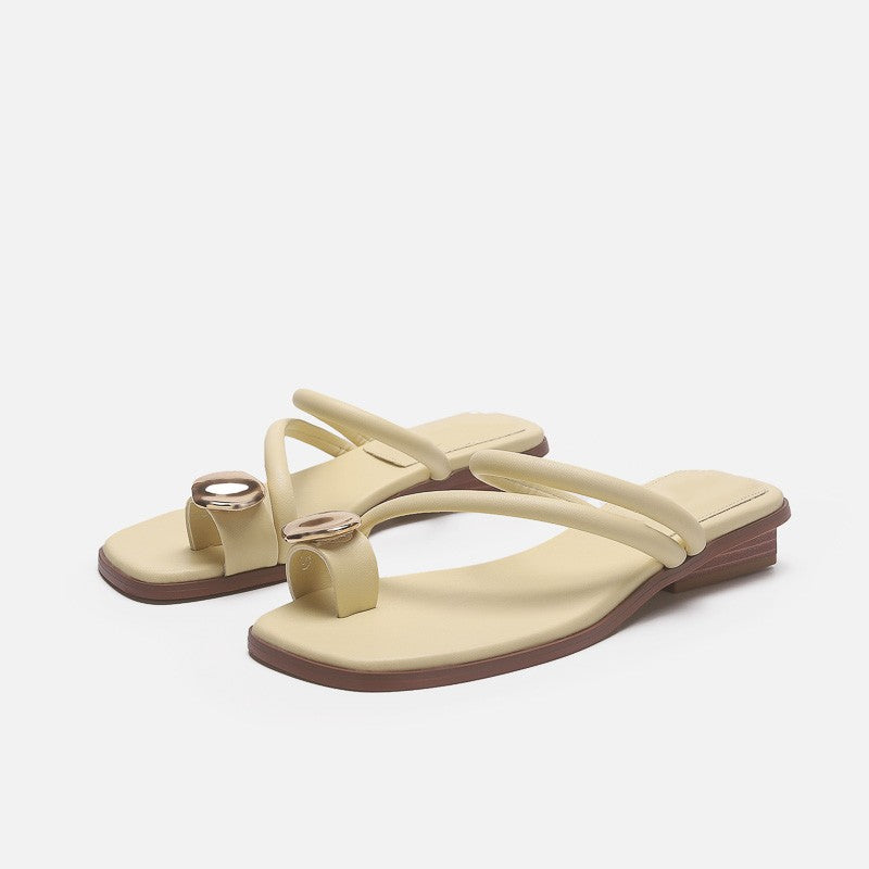 Damen Elegante Zehensteg-Sandalen mit geschmeidigem Riemendesign und luxuriösem Akzent R&B