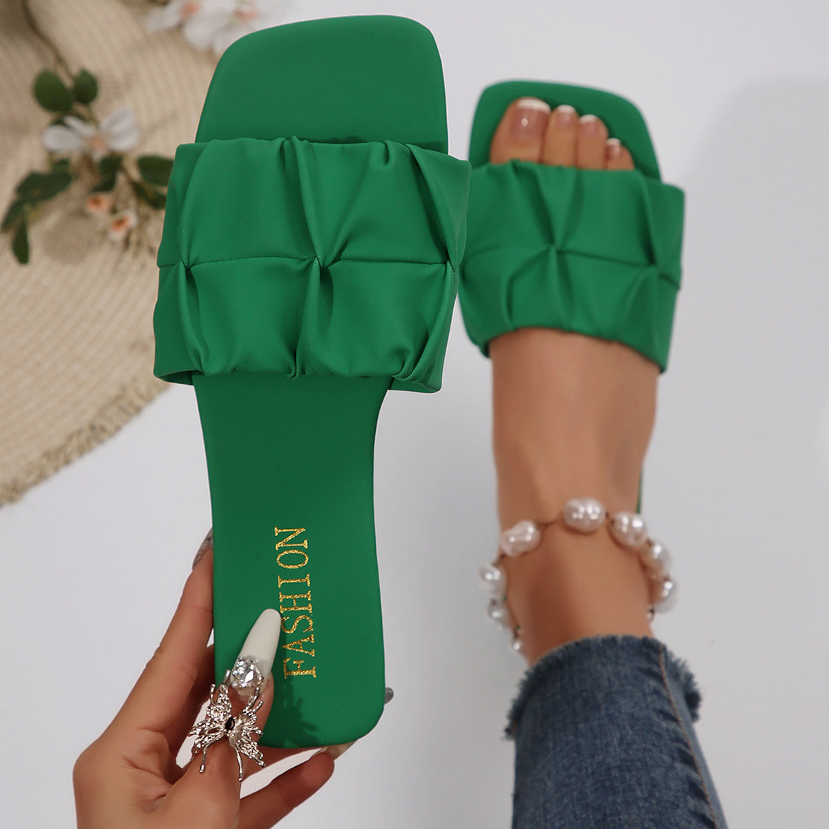 Damen Trendige Slipper mit geriffeltem Vorderteil und komfortabler Sohle R&B
