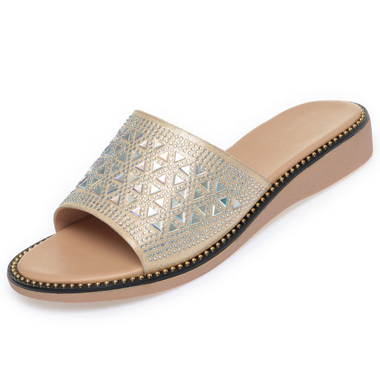 Damen Glitzernde Riemchen-Sandaletten mit bequemem Fußbett und eleganten Schmuckdetails R&B