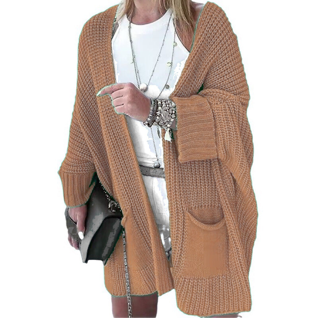 Damen gemütlicher Strick-Kimono mit Taschen R&B