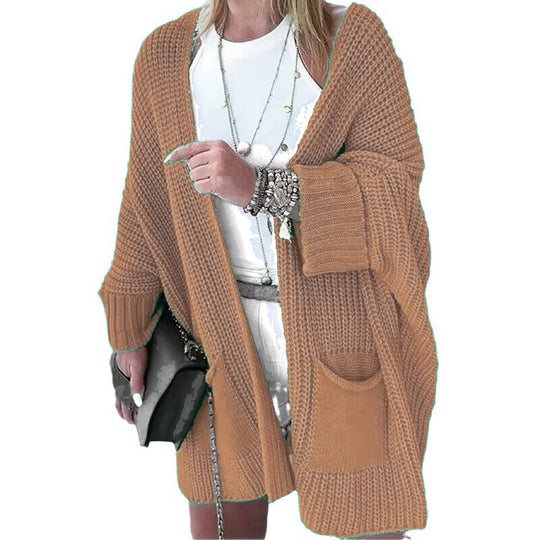 Damen gemütlicher Strick-Kimono mit Taschen R&B