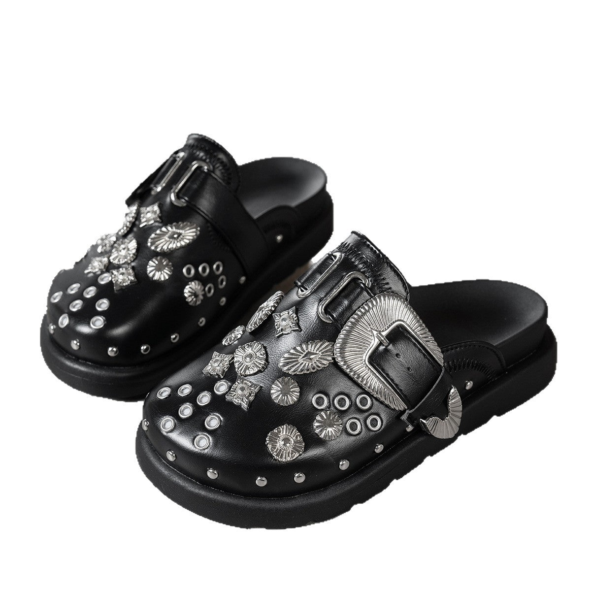 Damen Clogs mit funkelnden Zierteilen und modischem Schnallen-Design R&B