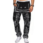 Herren nan Cargo-Jogginghose mit Paisley-Muster, elastischem Bund, multiple Reißverschluss- und Klappentaschen R&B