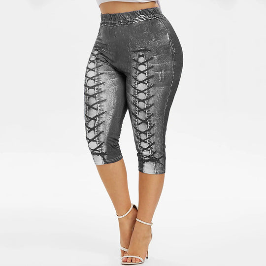 Damen Figurumspielende 3/4-Leggings mit Schnürdetails R&B