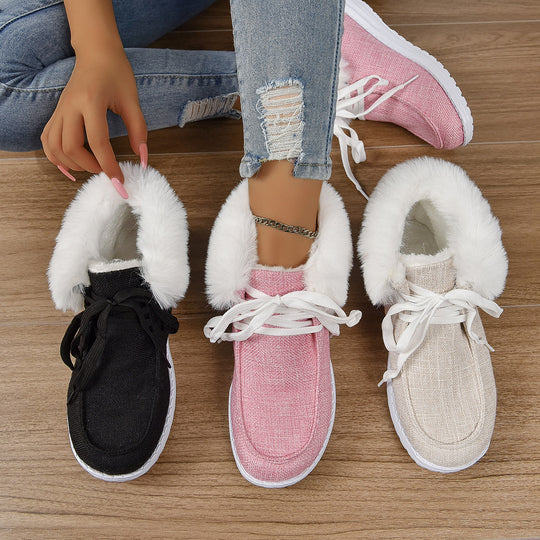 Damen Komfortable Sneaker mit Plüschkragen und rutschfester Sohle R&B